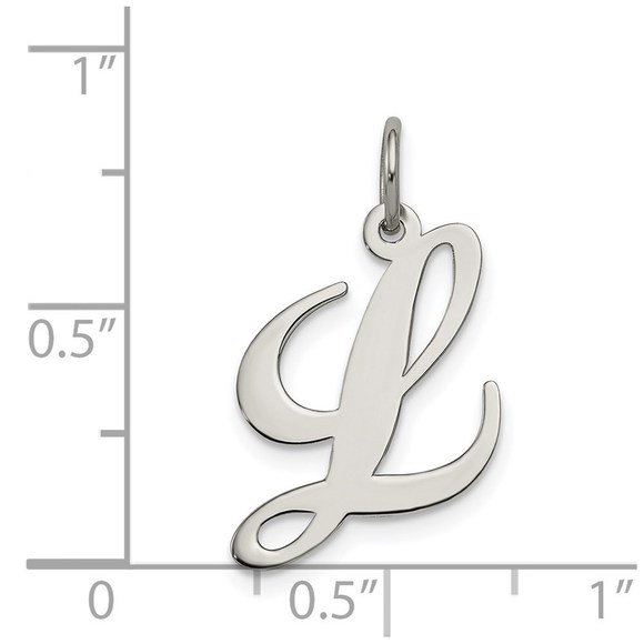 Sterling Silver Rhodium-plated Fancy Script Letter L Initial Charm - Picture 2 of 4